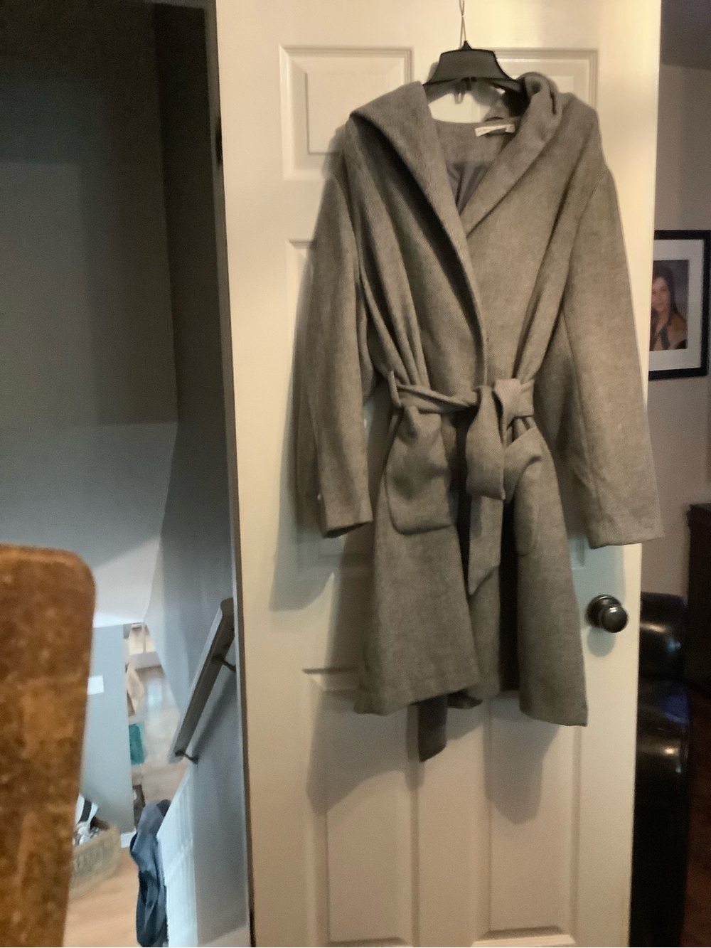 Penningtons Gray Hooded Wrap Trench Coat with Belt